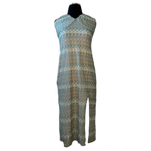 Wild Fable Crochet Summer Slip Dress Aqua Midi Sz M Y2K Style Beachy Coastal - Picture 3 of 12